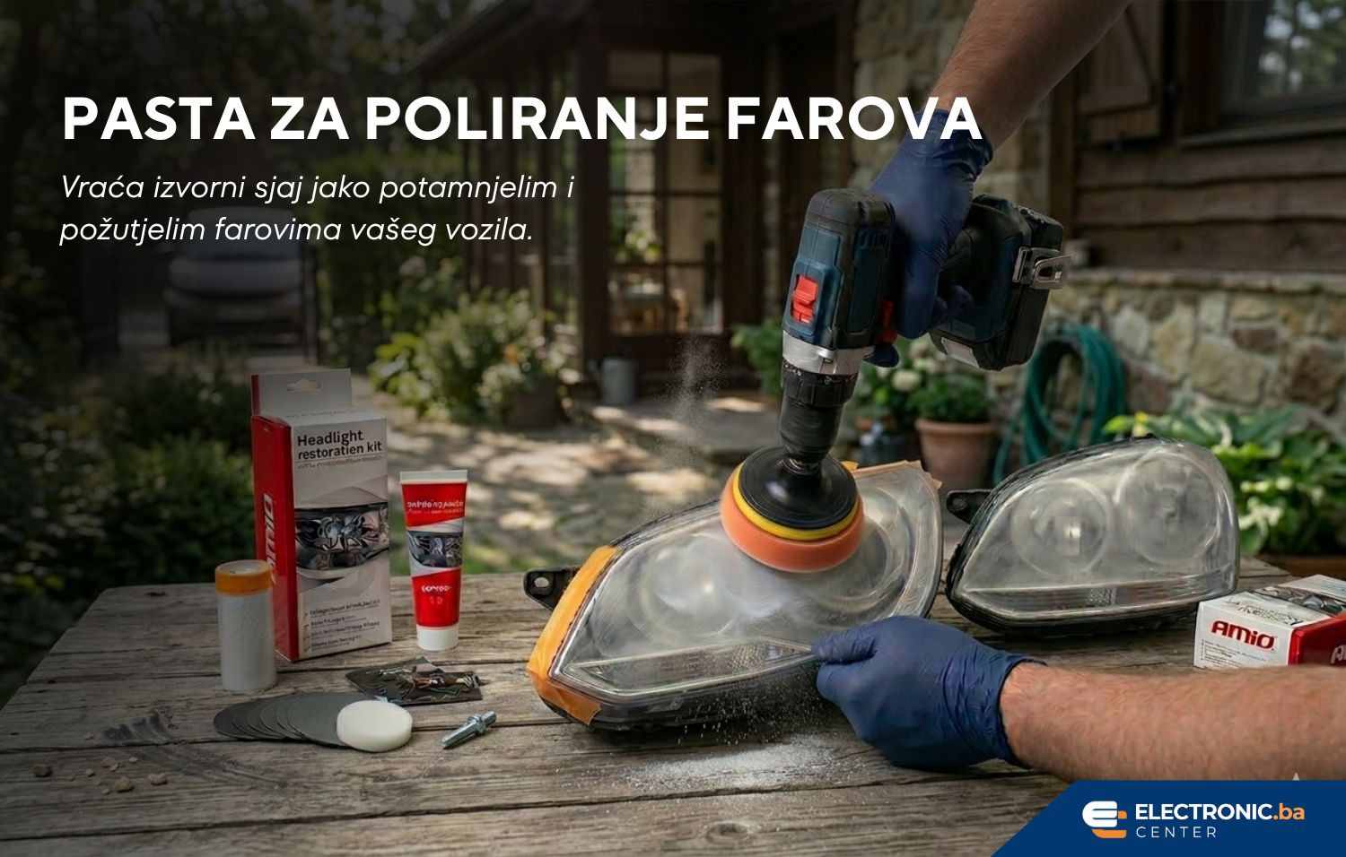 Set za poliranje auto farova AMIO