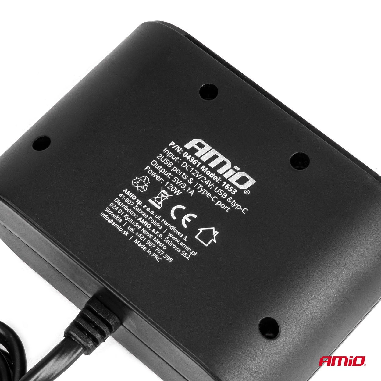 Razdjelnik auto punjač 3 utičnice 2X USB-A 1X USB-C 12/24V 120W AMIO