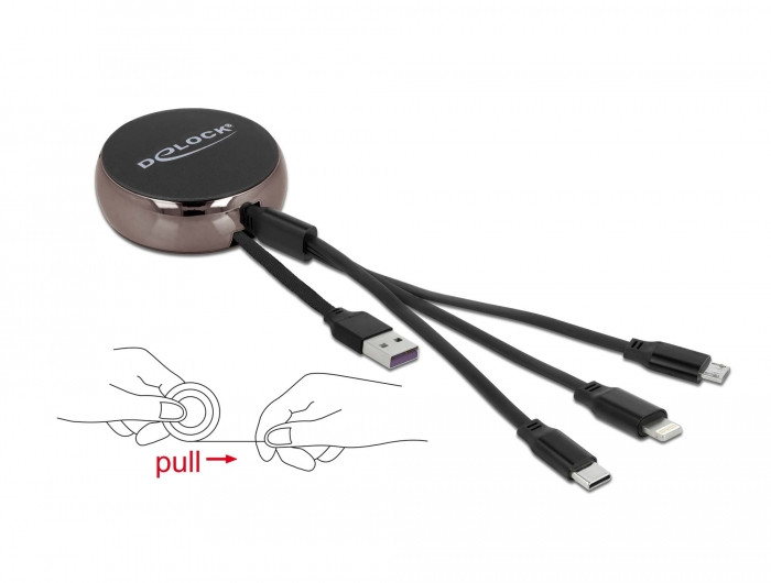 Kabal USB-A na Lightning, Micro USB, USB-C DELOCK 14cm