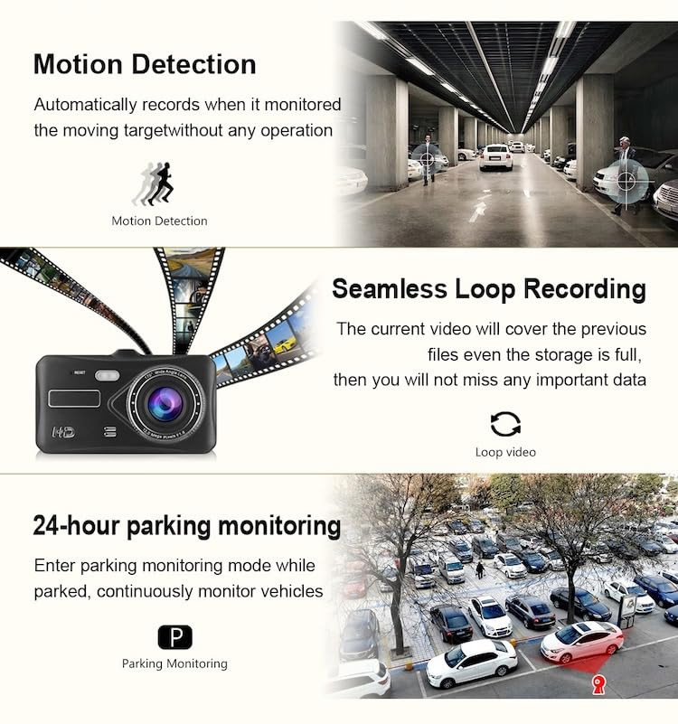 Auto Dash Cam sa rikverc kamerom i 4" ekranom na dodir