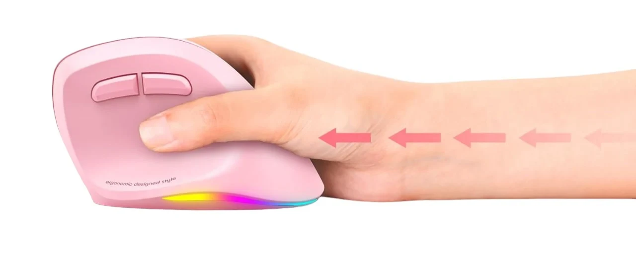 Ergonomski punjivi bežični bluetooth miš za dešnjake MEETION BTM010R rozi