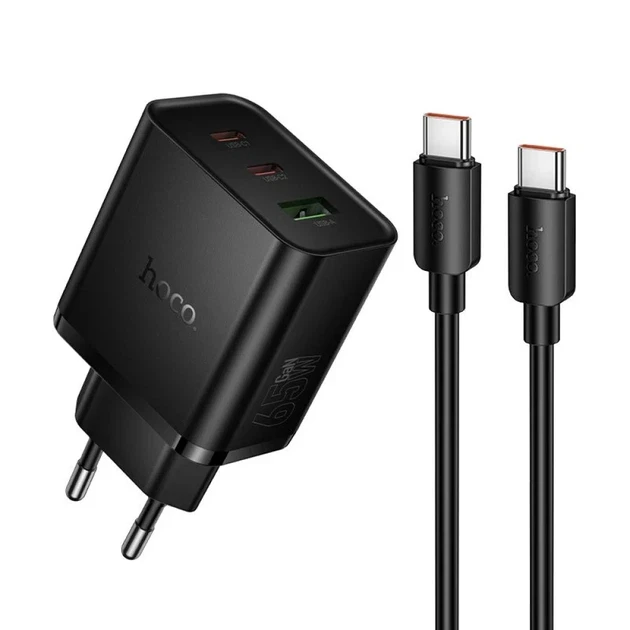 Punjač  2x USB-C USB-A 65W sa  USB-C kablom 1m HOCO N75 - slika 2