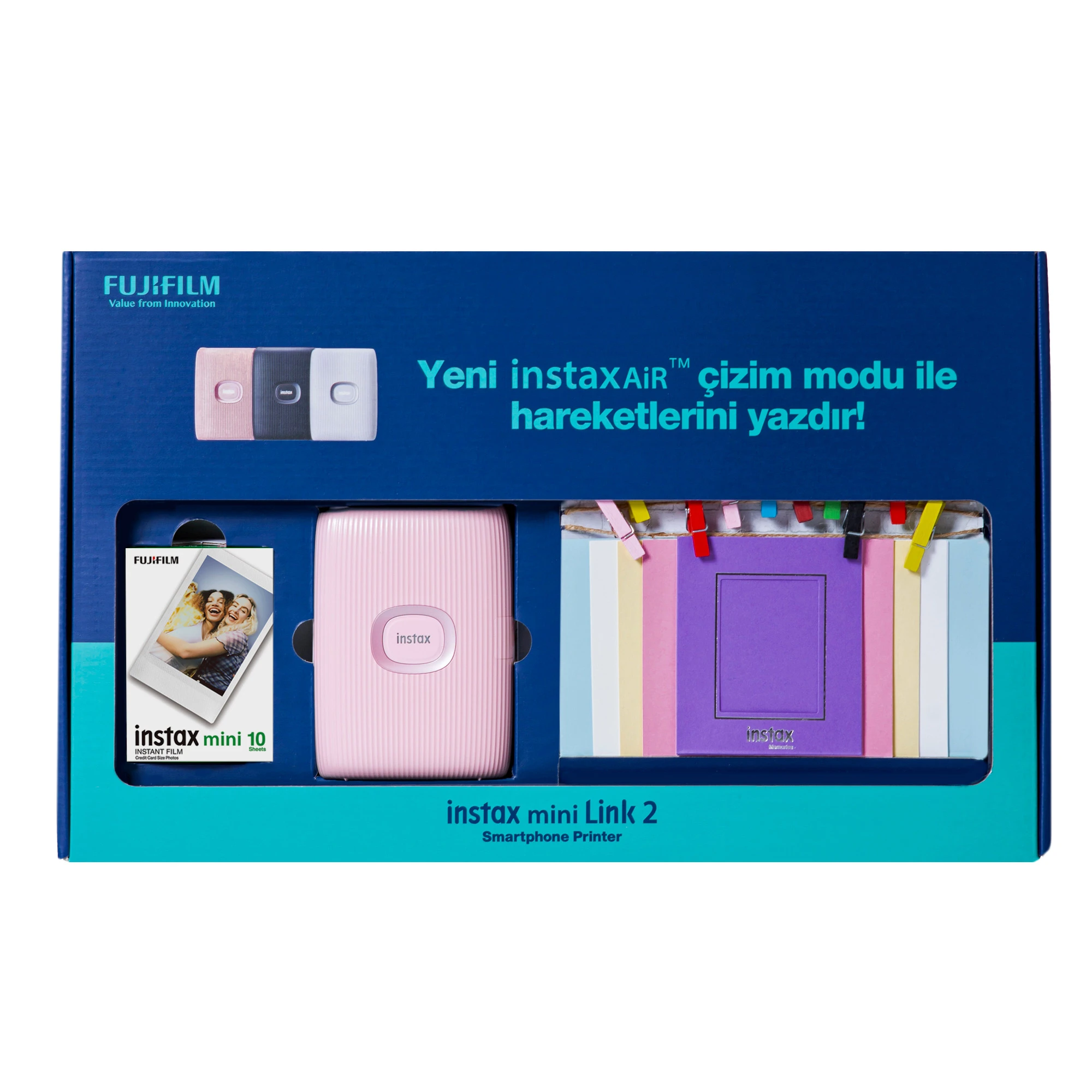 FujiFilm INSTAX MINI set sa printerom u rozoj boji, filmovima i albumom
