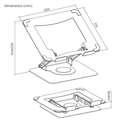 Podesivi nosač za laptop do 17" sa rotacijom LV-LPS01-4