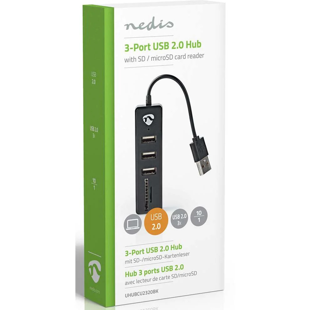 USB HUB sa čitačem kartica 4u1 NEDIS 10cm