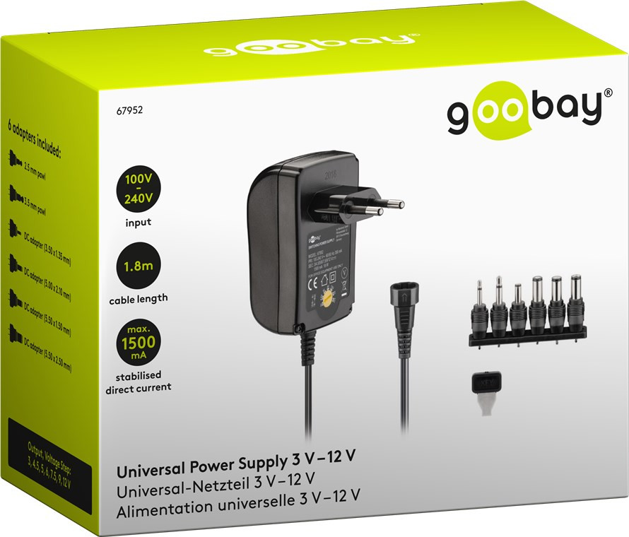 Univerzalni napojni ispravljač 3-12V GOOBAY 1.8m