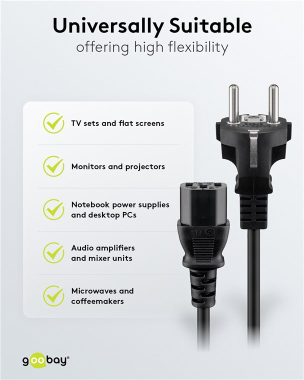 Napojni šuko kabal C13 1.5m GOOBAY