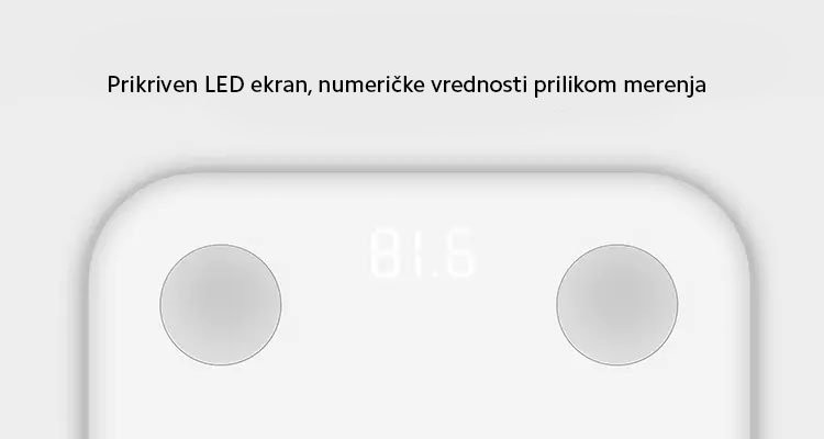 Pametna vaga XIAOMI Body Composition 2 prikriven LED ekran, numeričke vrijednost prilikom mjerenja