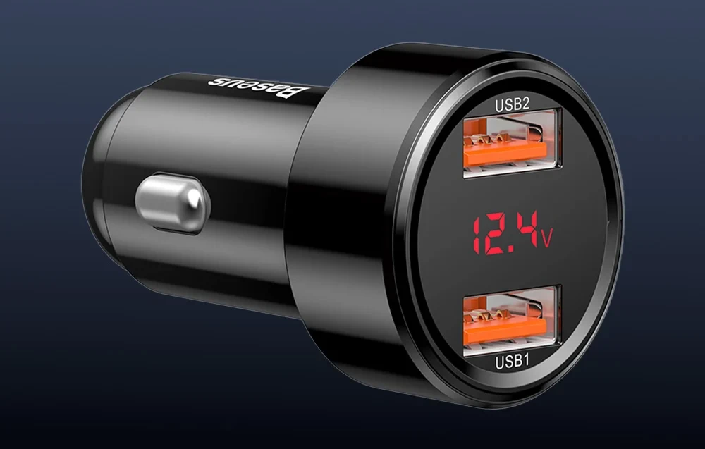 Auto punjač BASEUS 45W za brzo punjenje, podržava 2 USB-A