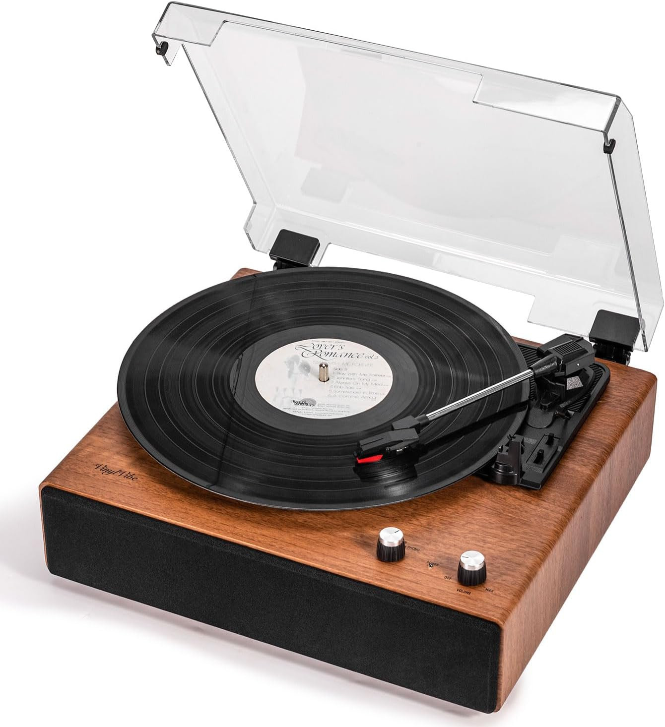 Retro drveni gramofon sa integrisanim zvučnicima i poklopcem FLS06