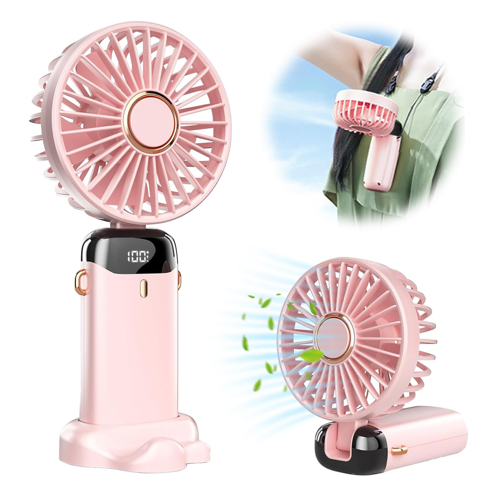 Ručni podesivi punjivi ventilator sa 5 brzina S1 rozi