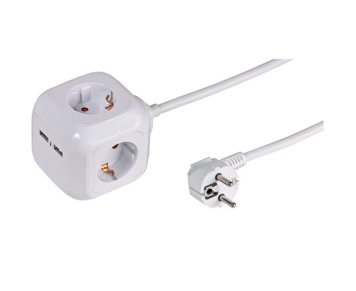 Produžni kabal POWER CUBE 1.4m 1/4 220V 2xUSB BRENNENSTHUL