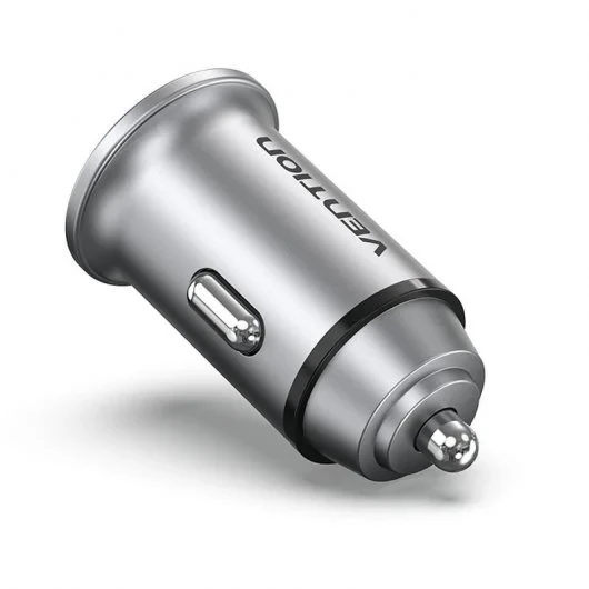 Auto punjač USB-A USB-C 30W VENTION sivi