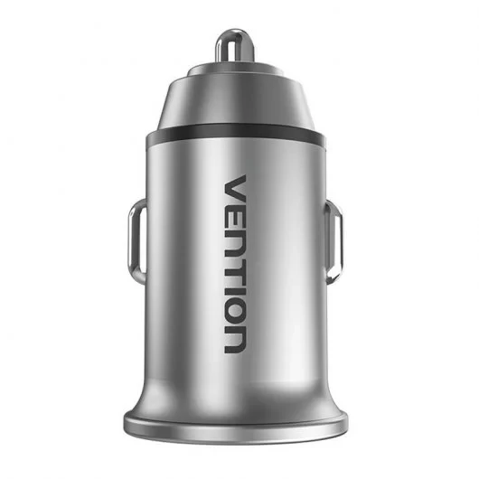 Auto punjač USB-A USB-C 30W VENTION sivi