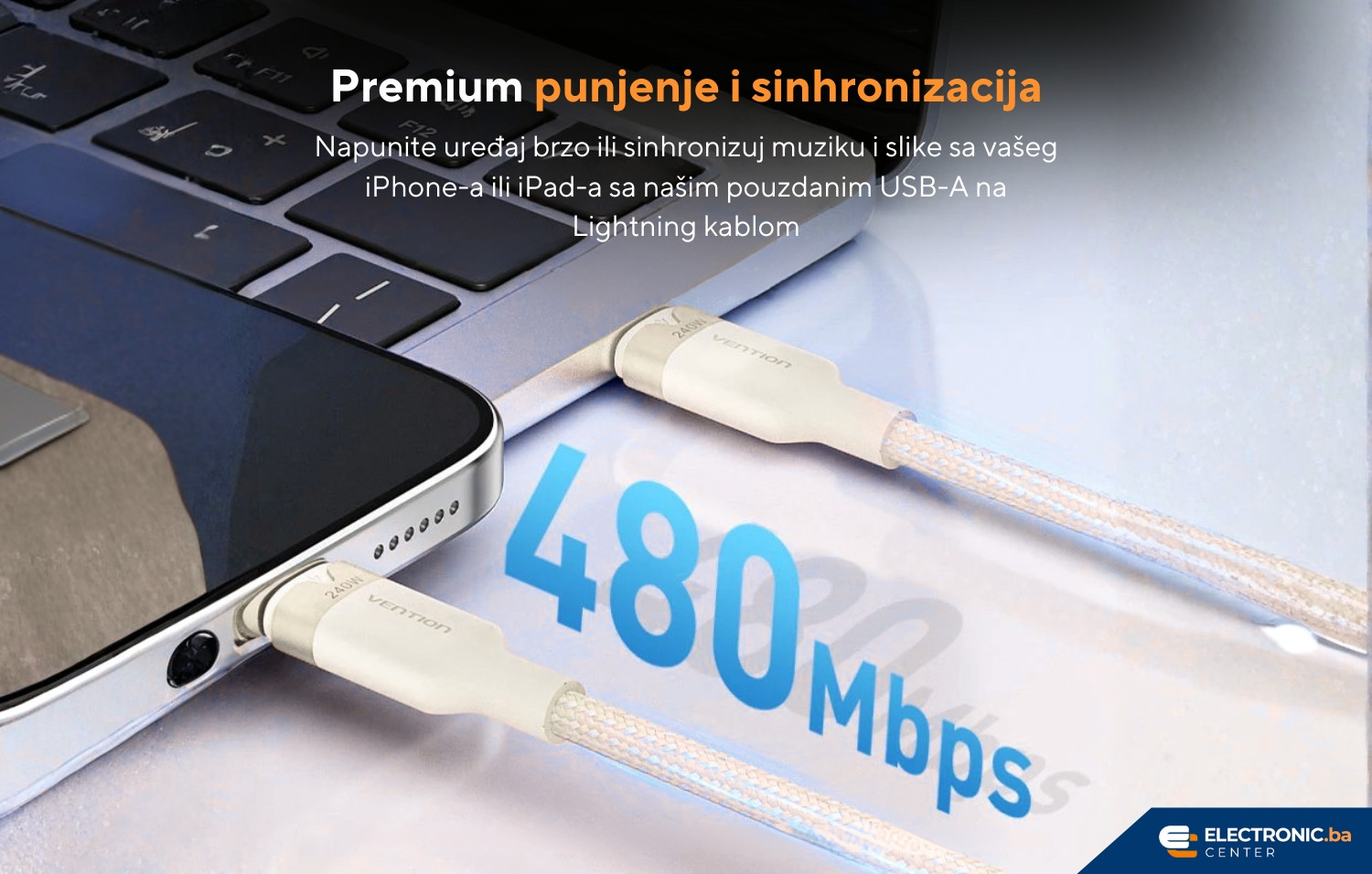 Kabal USB-C na Lightning 27W VENTION 2m bijeli