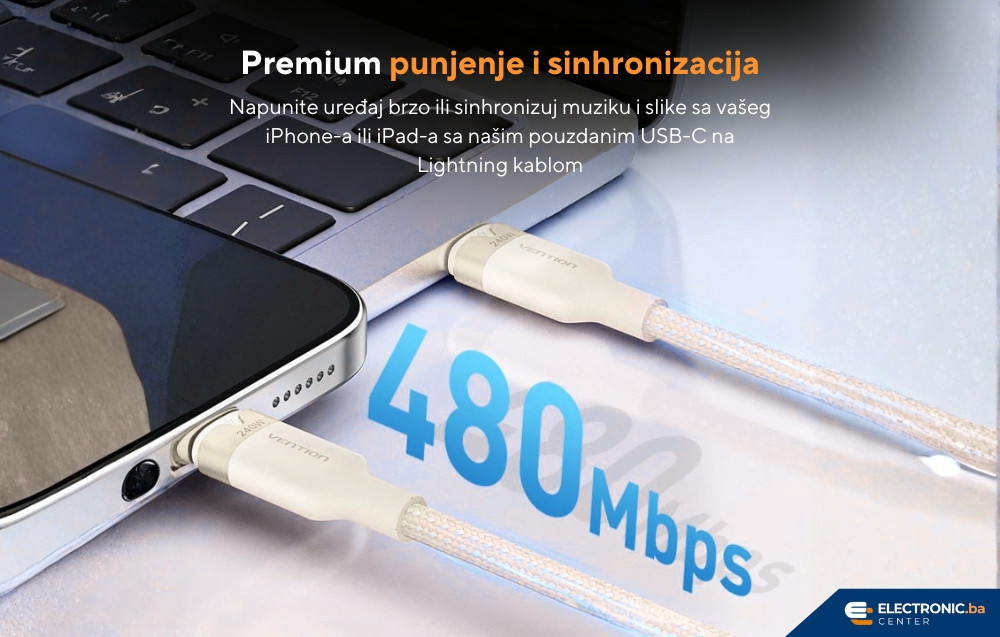 Kabal USB-C na Lightning 27W VENTION 1m bijeli