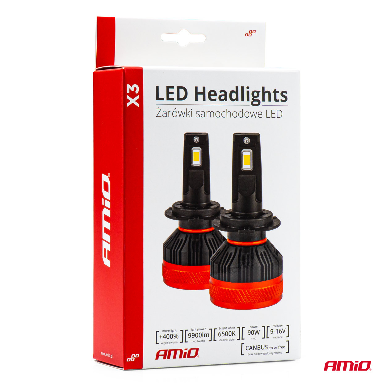 Auto sijalica H4 H19 X3 LED 6500K AMIO