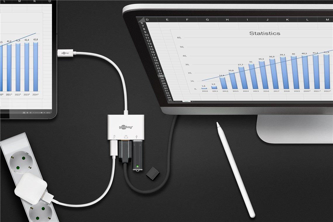 Multiport GOOBAY 3 u 1 USB-C hub 60W