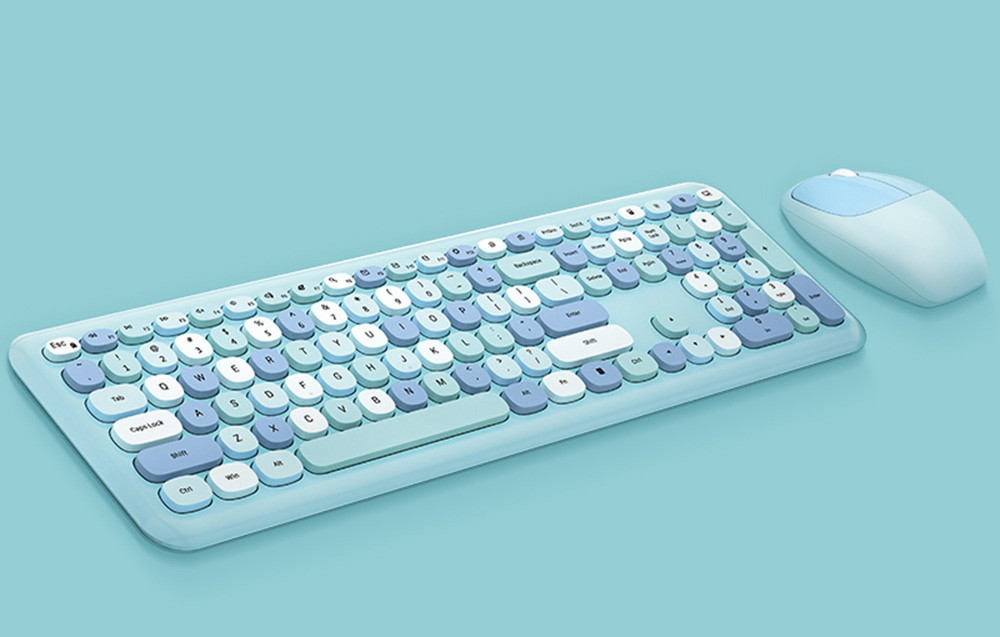 Retro set bežična tastatura i miš MOFII 666 plava