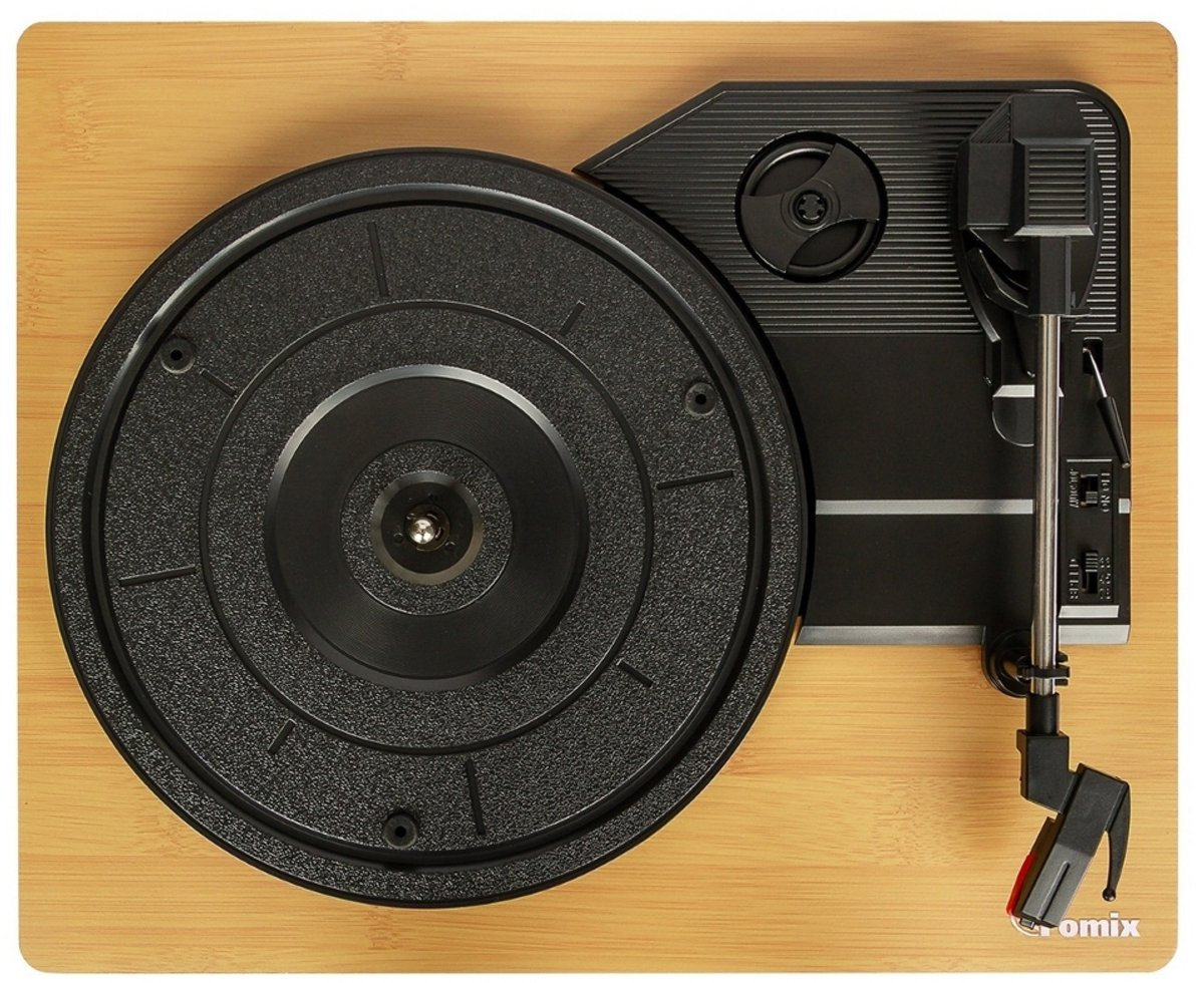 Retro drveni bluetooth gramofon sa zvučnicima i poklopcem GM-218BT crni