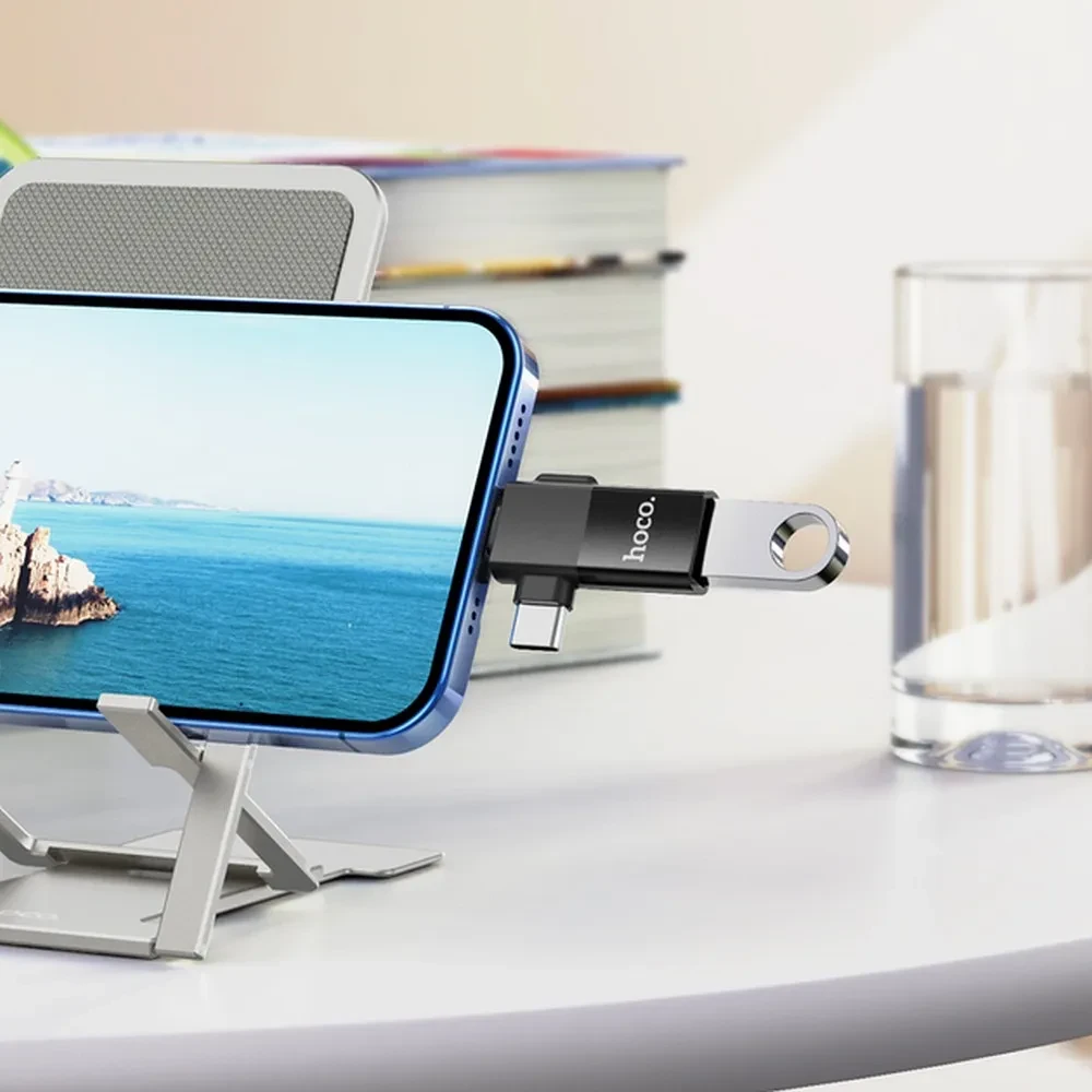 OTG adapter USB-A na USB-C Lightning HOCO UA17 2u1