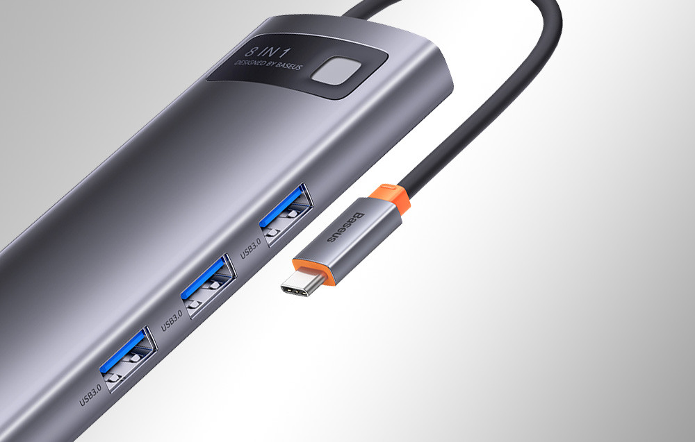 Multiport BASEUS 8u1 USB-C HUB brzi prenos datoteka pomoću USB 3.0 portova
