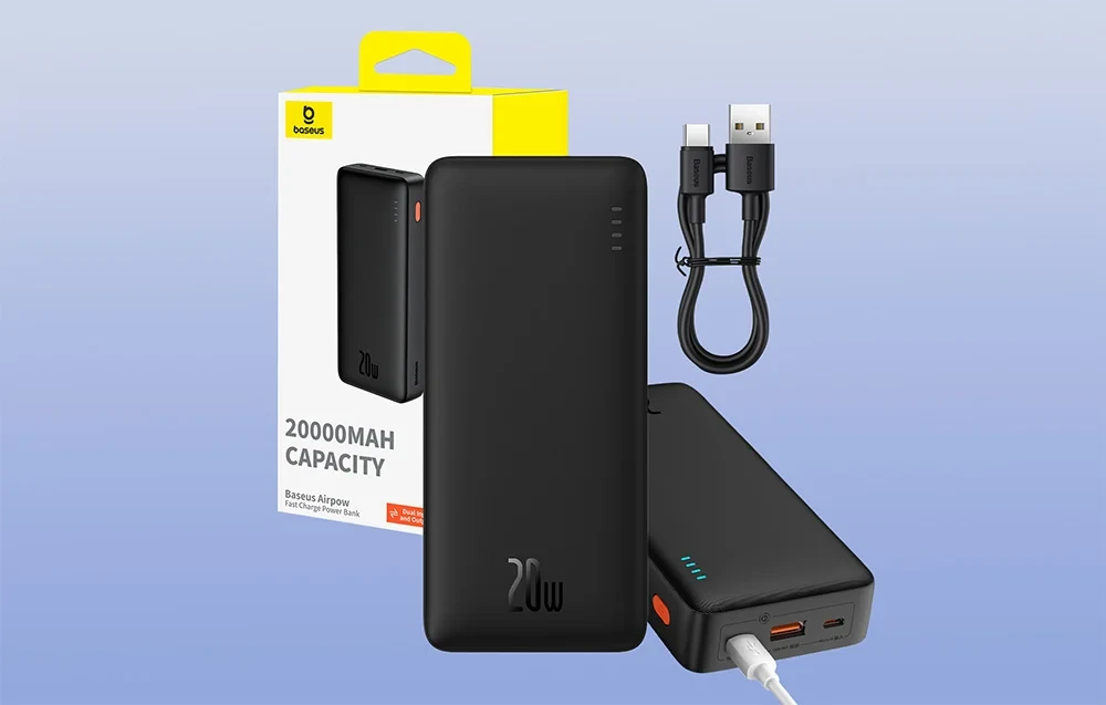 Prijenosni punjač powerbank BASEUS AirPow 20W 20000mAh, set, praktično rješenje