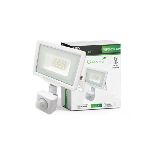 LED reflektor sa senzorom 20W 6500K IP65 85lm/W GREEN TECH