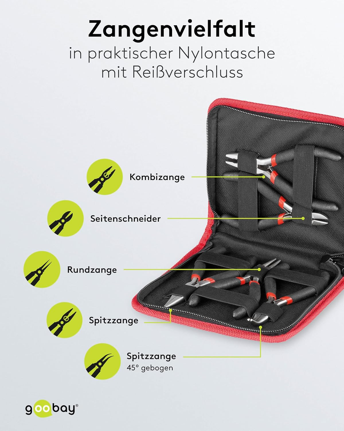 Set kliješta  5/1 sa platnenom futrolom GOOBAY