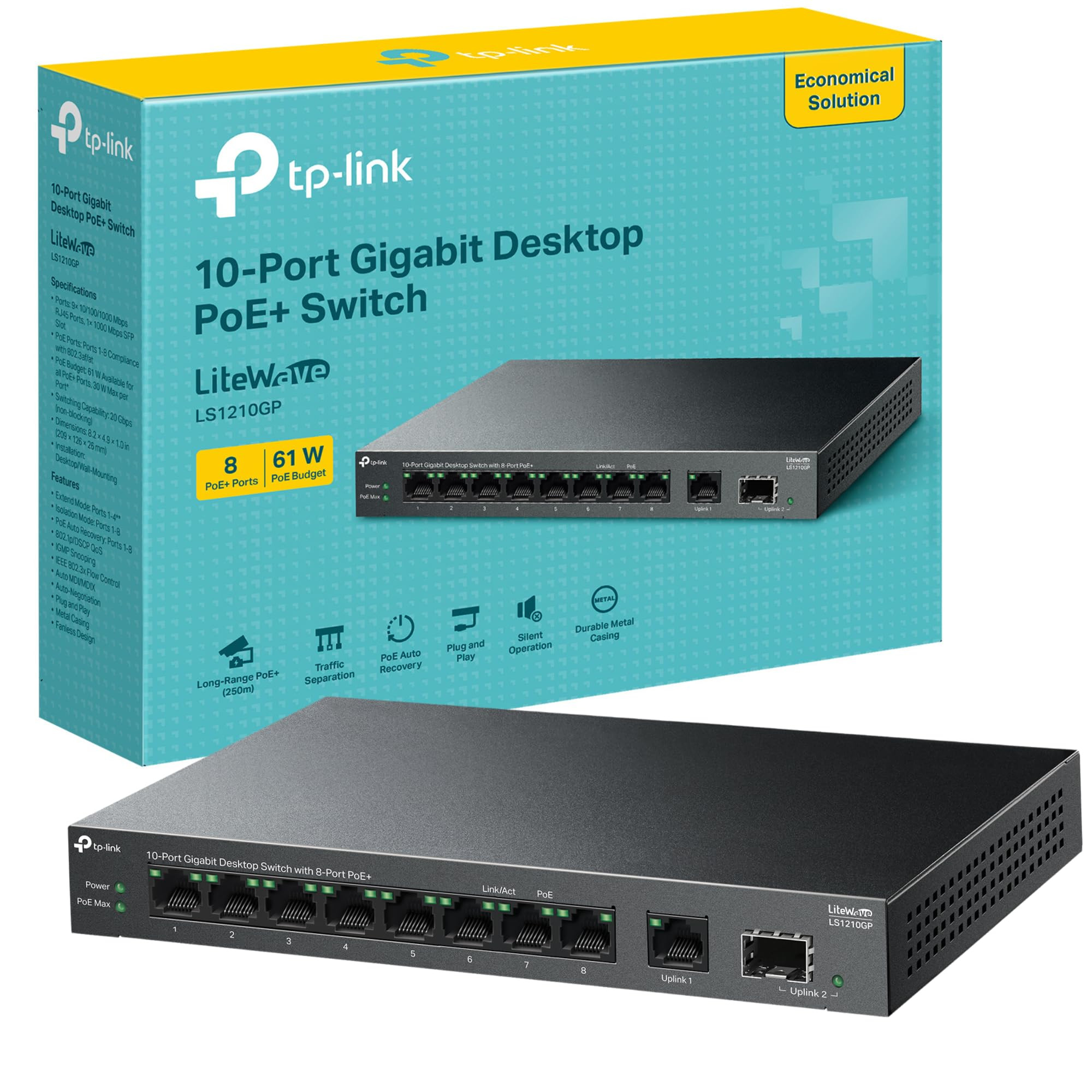 Gigabitni switch 10 portni TP LINK LS1210GP