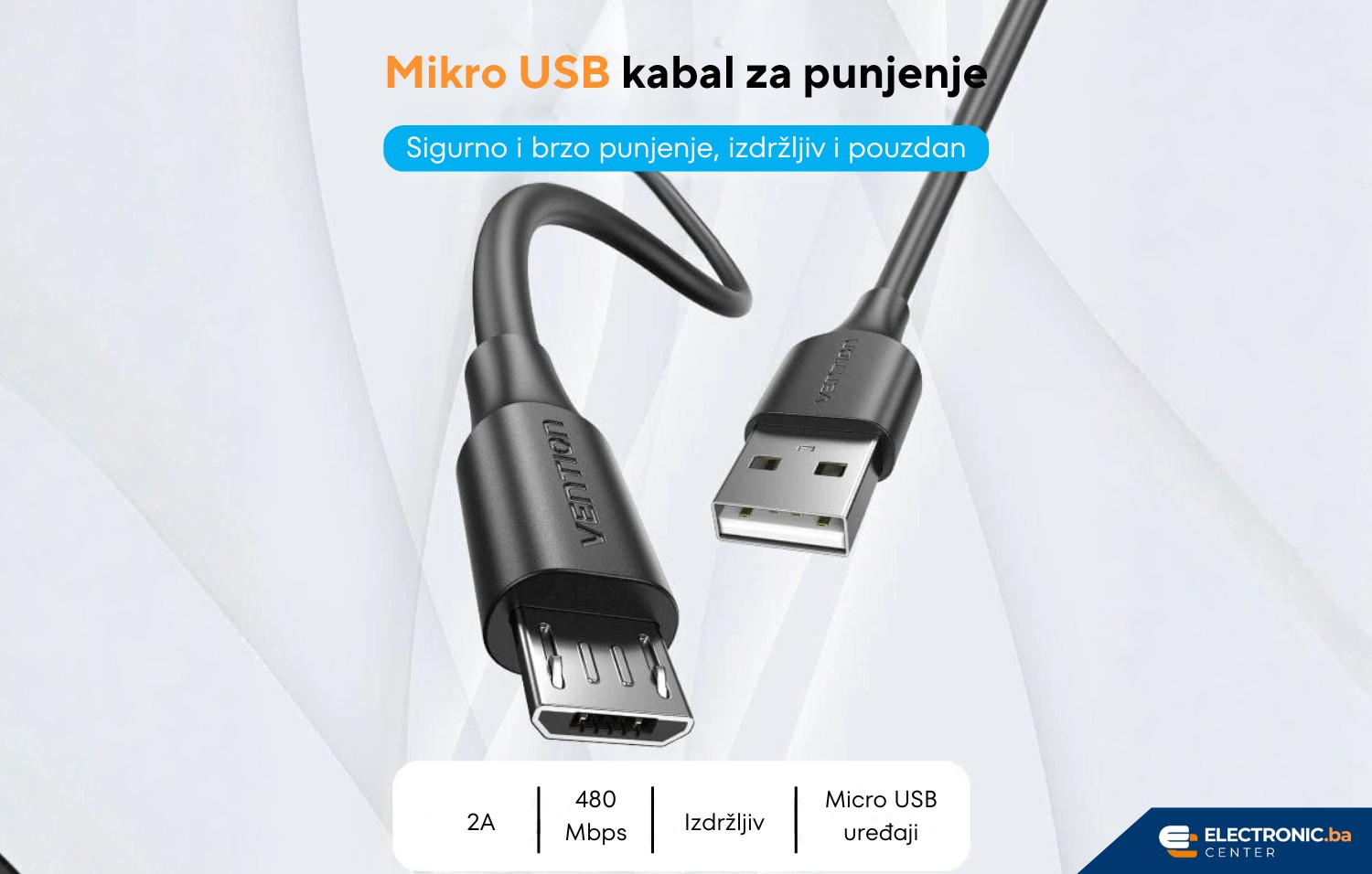 Kabal USB-A na Micro USB 10W VENTION 1m