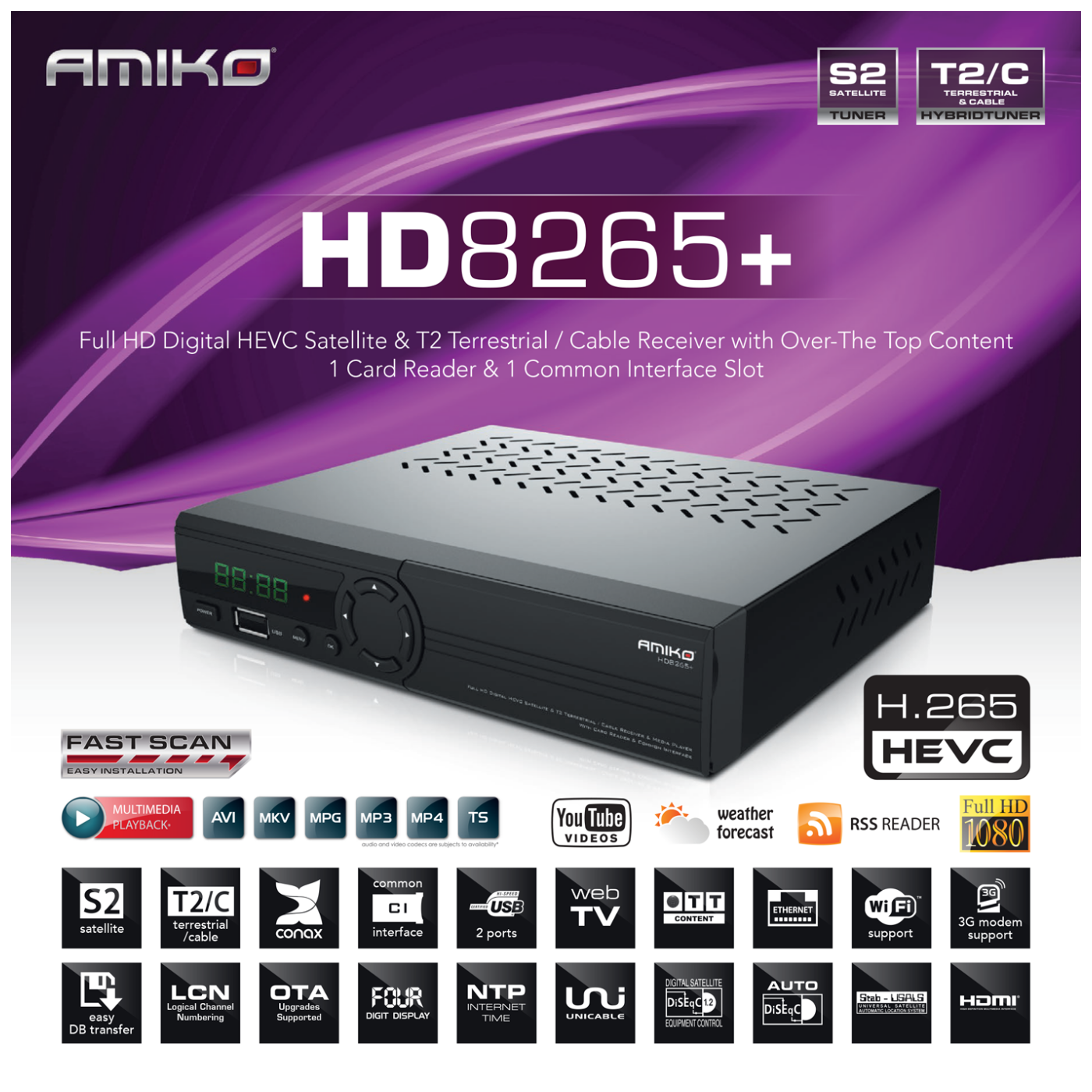 Prijemnik AMIKO DVB-S2+T2/C