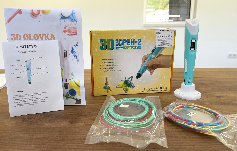 Kreativna punjiva 3D olovka sa filamentima i držačem