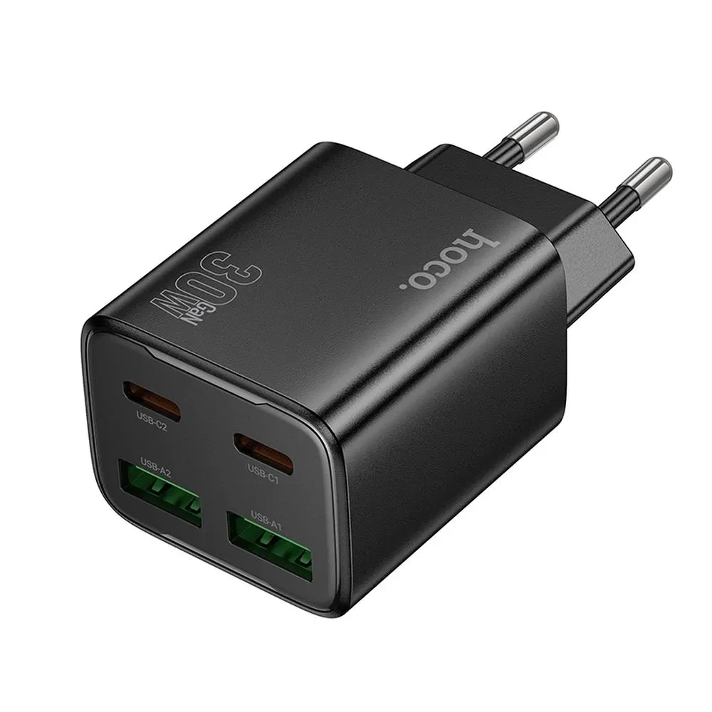 Punjač 2xUSB-A 2xUSB-C 30W HOCO N56 crni