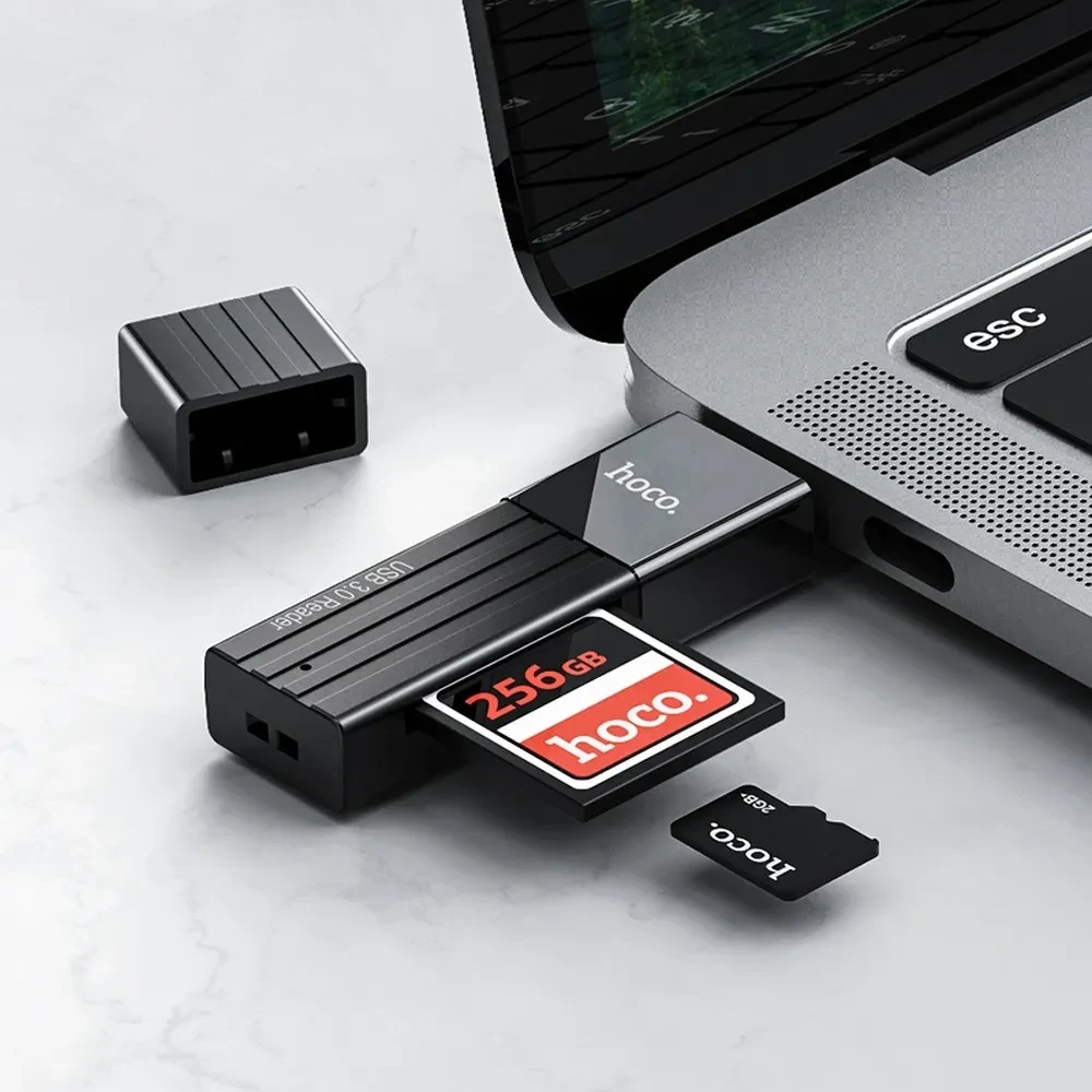 USB 3.0 čitač memorijskih kartica HOCO HB20 2u1, podržane kartice: SD, TF