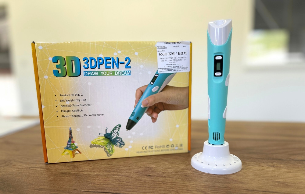 Kreativna punjiva 3D olovka sa filamentima i držačem