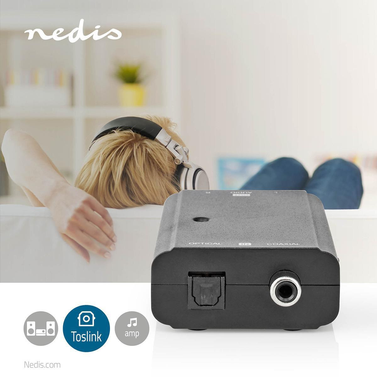 Digitalni audio konverter RCA Toslink na 2X RCA NEDIS - slika 5