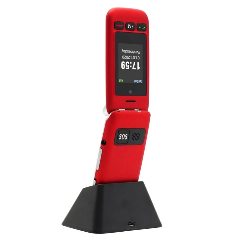 Preklopni telefon ARTFONE C10 sa stanicom za punjenje crveni