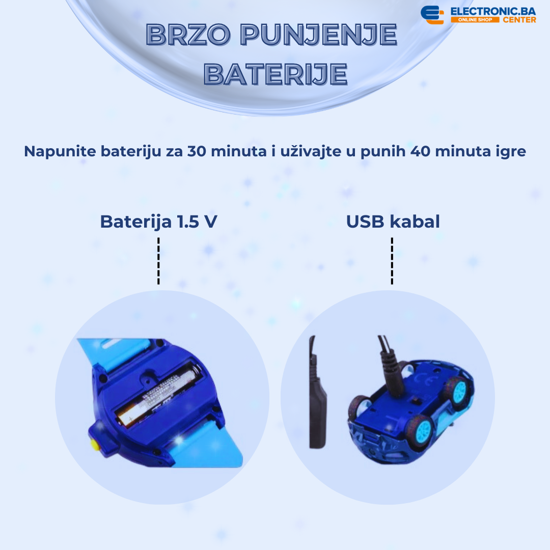 Igračka dječiji sat sa autićem na daljinsko upravljanje plavi