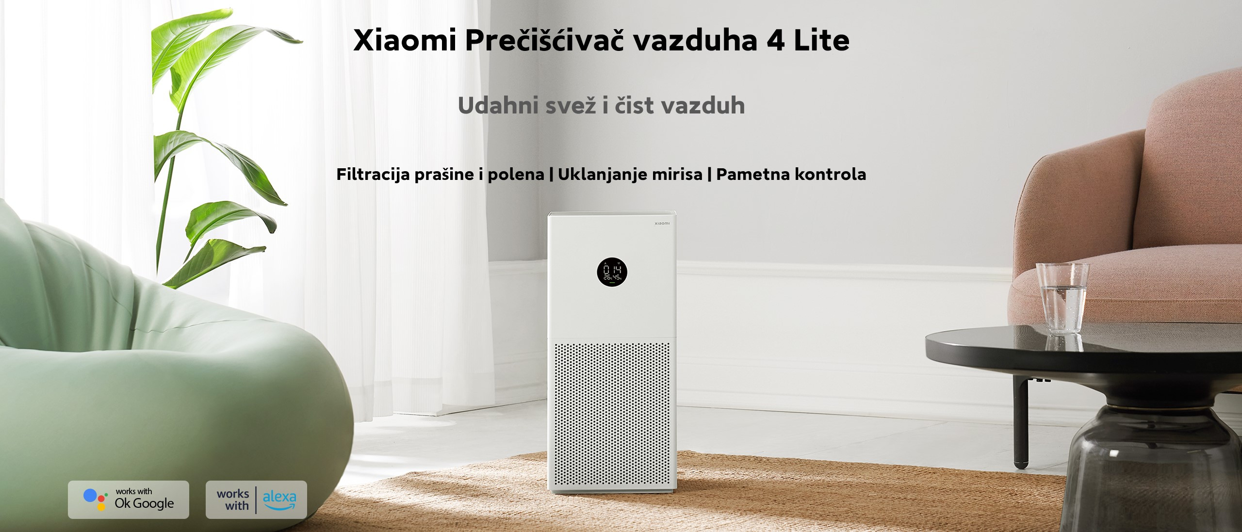 Pročiščivač zraka XIAOMI MI 4 LITE, filtracija prašine i polena, uklanja mirie, pametna kontrola
