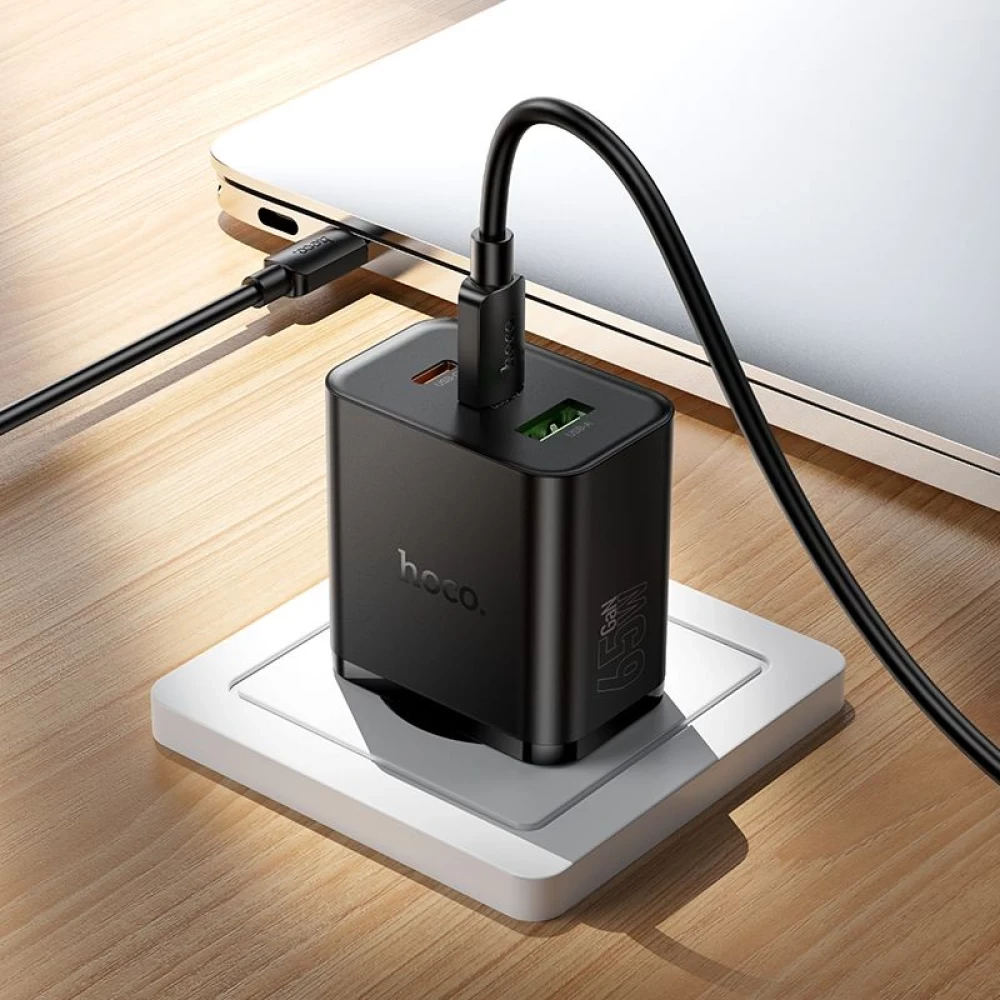 Punjač  2x USB-C USB-A 65W sa  USB-C kablom 1m HOCO N75 - slika 3