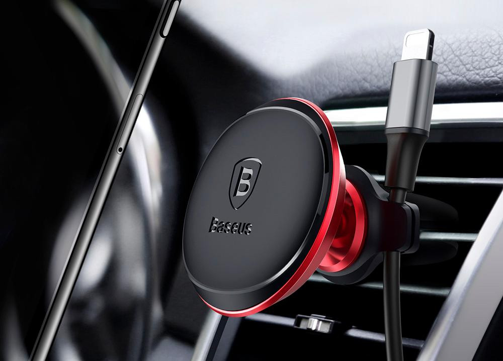 Magnetni auto nosač za telefon BASEUS crno-crveni
