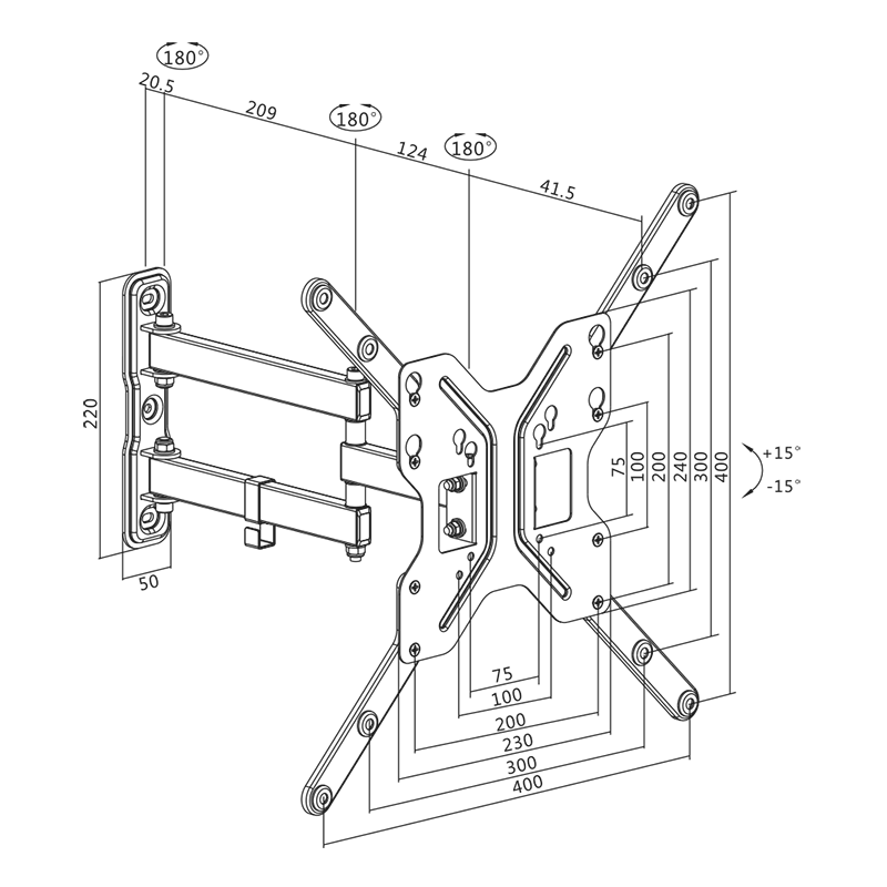 Zglobni nosač za TV 23" - 55" 30kg LOGILINK BP0016