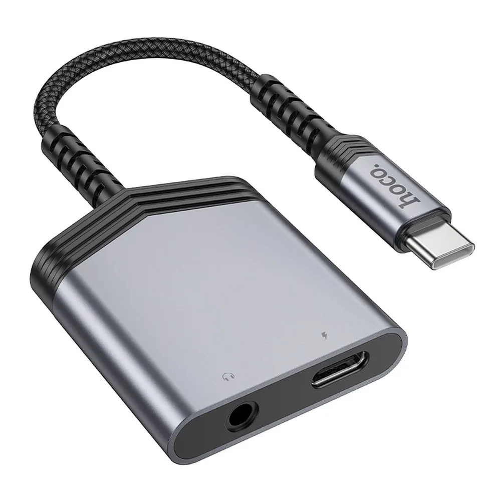 ADAPTER HOCO AUX 2/1 USB-C 3.5MM 27W LS39 METALNO SIVI