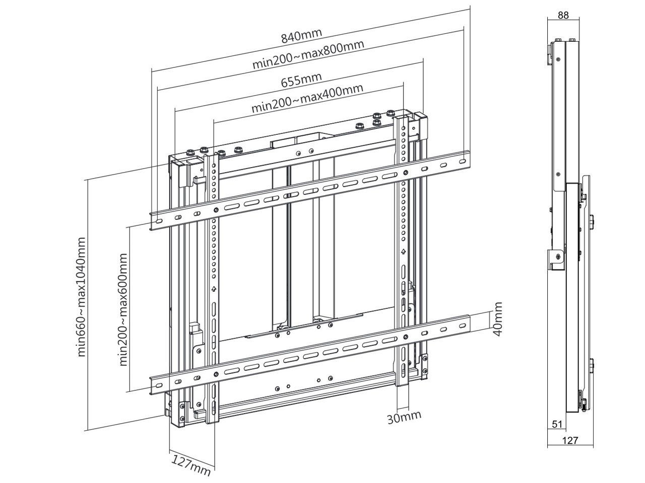 Podesivi lift nosač TV 55-90" 90kg CMB CMB1525-0001