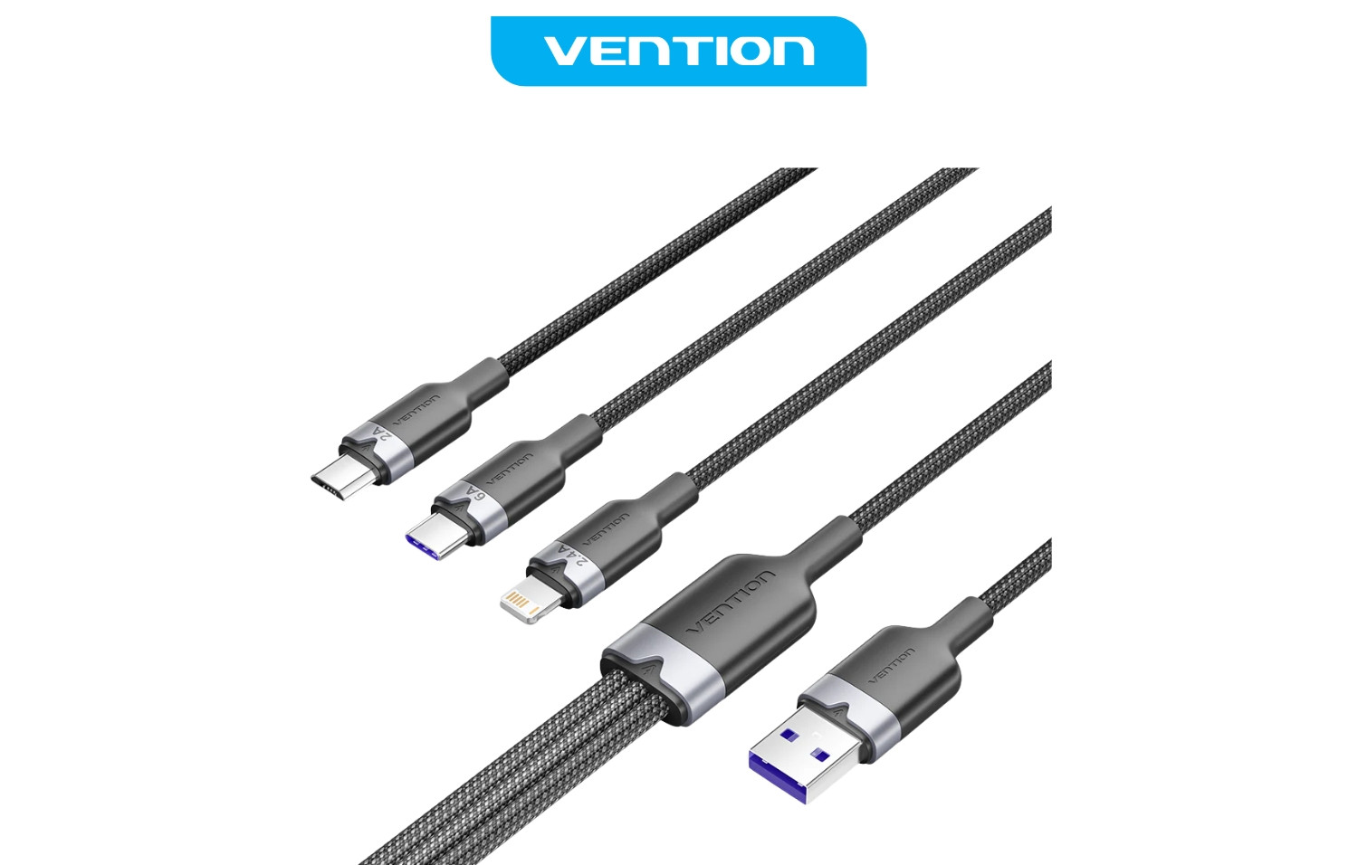 Kabal USB-A na USB-C Lightning Micro 3u1 120W VENTION 1.5 crni