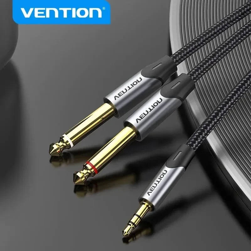 Audio kabal 3.5mm na 2X 6.35mm VENTION 3m crni
