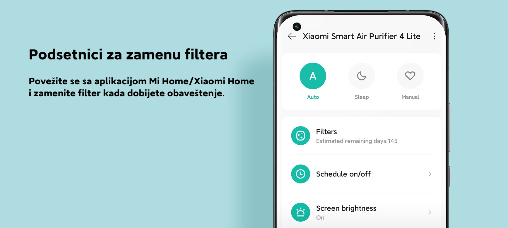 Pročiščivač zraka XIAOMI MI 4 LITE, pametna kontrola, podsjednik za zamjenu filtera