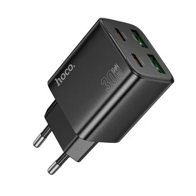 Punjač 2xUSB-A 2xUSB-C 30W HOCO N56 crni