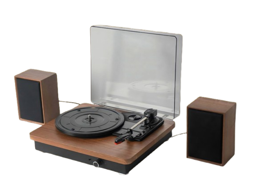 Retro drveni bluetooth gramofon sa poklopcem i odvojenim zvučnicima GM-224BT smeđi